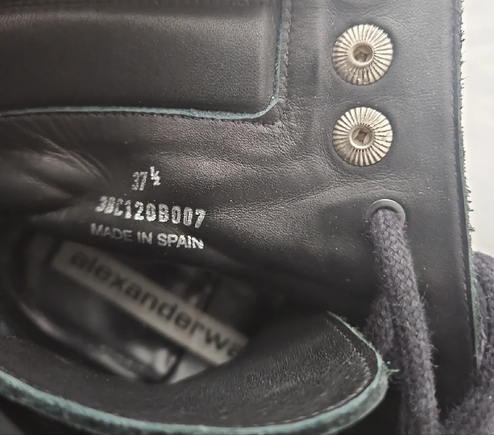 Alexander Wang Black Leather Combat Boots with Silver Eyelets - Picture 6 of 7